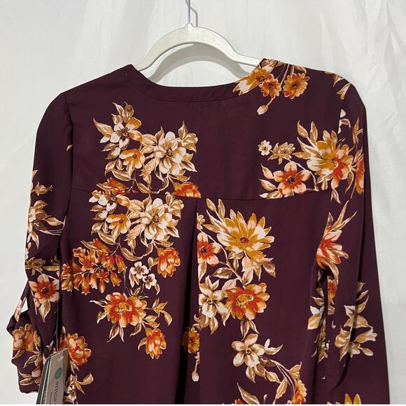 Daniel Rainn Top Koda Split Neck Floral Blouse Women's Size Small Petite NEW - Picture 6 of 10